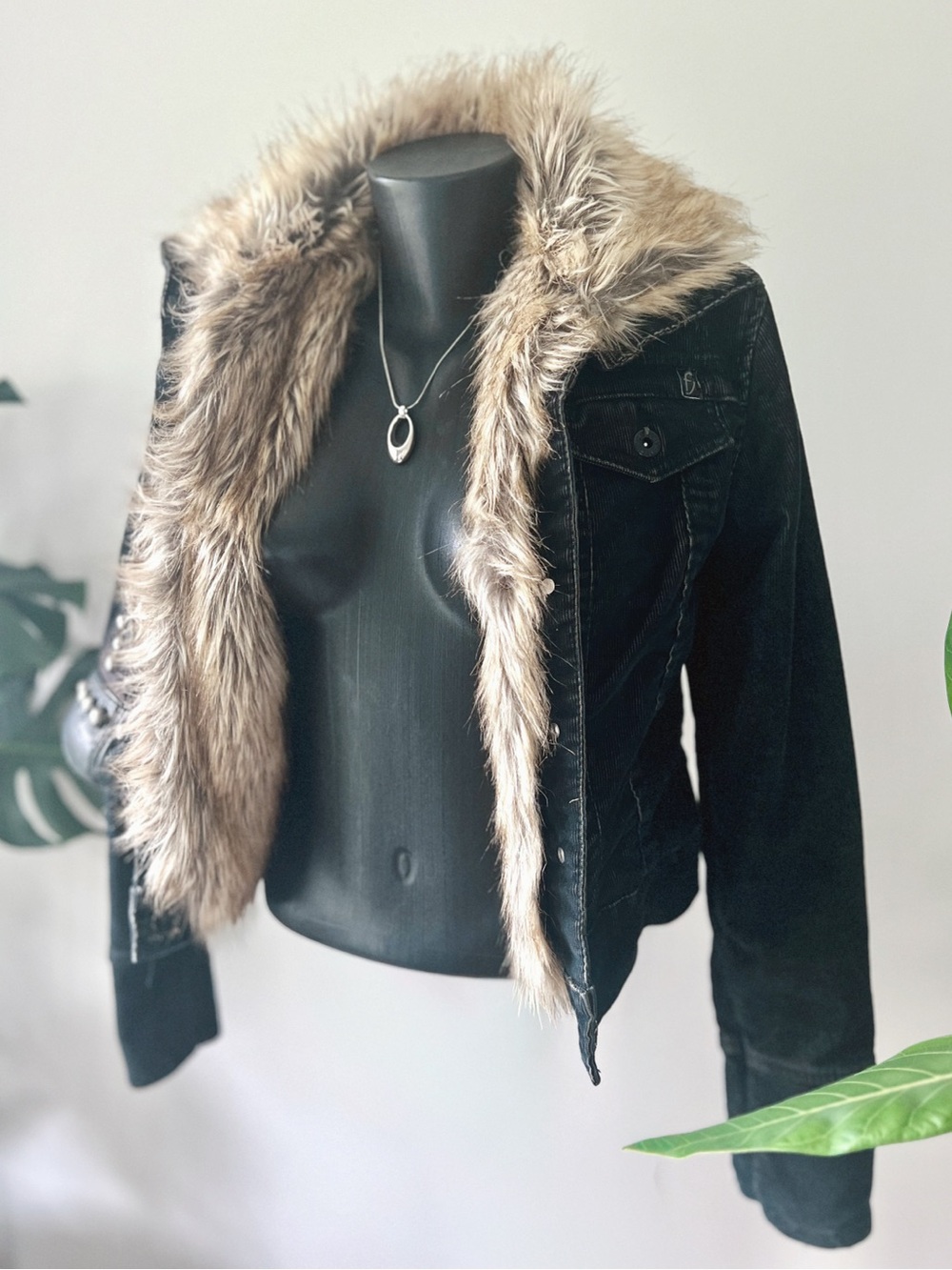 2001 RARE Vintage Foxy Jeans | Faux Fur Corduroy Jacket